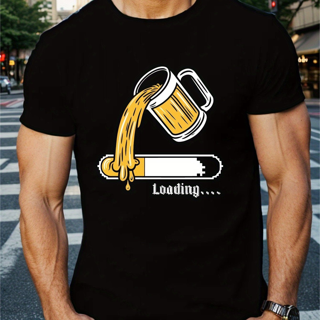 Beer Load Printed T-shirt, Men's T-shirt, Summer Casual Short Sleeved T-shirt-0