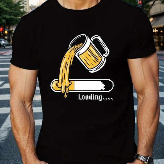 Beer Load Printed T-shirt, Men's T-shirt, Summer Casual Short Sleeved T-shirt-0